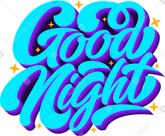 Lettering good night with stars anв shadow Illustration in PNG, SVG