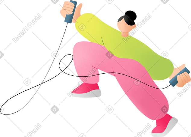 穿着粉色裤子和跳绳的年轻女子 PNG, SVG