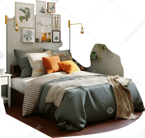 Sfondo camera da letto con un letto PNG, SVG