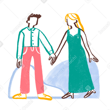 Man and woman holding hands Illustration in PNG, SVG