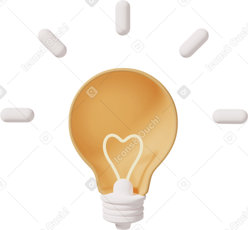 3D Idea yellow lamp Illustration in PNG, SVG