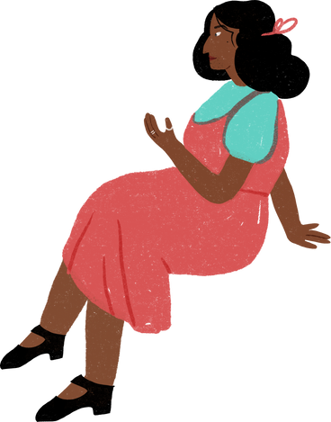 Woman in a pink dress sitting PNG、SVG