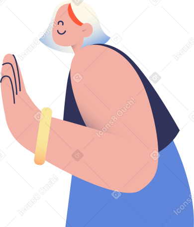 girl with white hair standing sideways and smiles Illustration in PNG, SVG