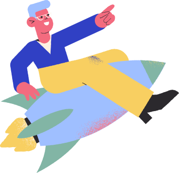 man is sitting on a flying rocket PNG, SVG