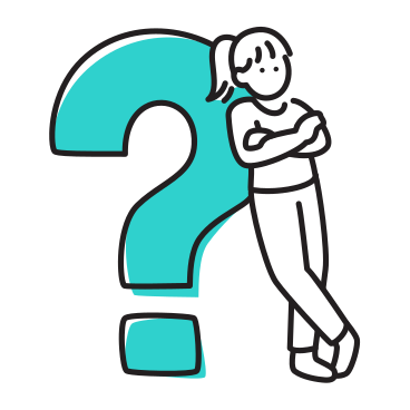 Woman is leaning on question mark PNG, SVG