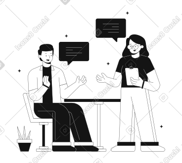 Man and woman discussing design teamwork PNG, SVG