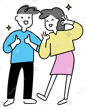 Веселый молодой мужчина и женщина в PNG, SVG