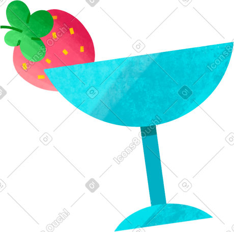 glass goblet with strawberries PNG, SVG