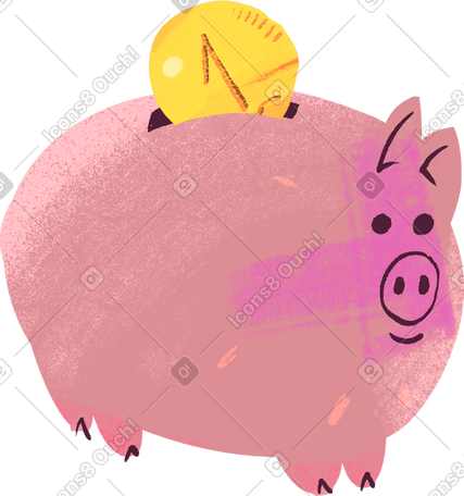 happy piggy bank with coin PNG, SVG