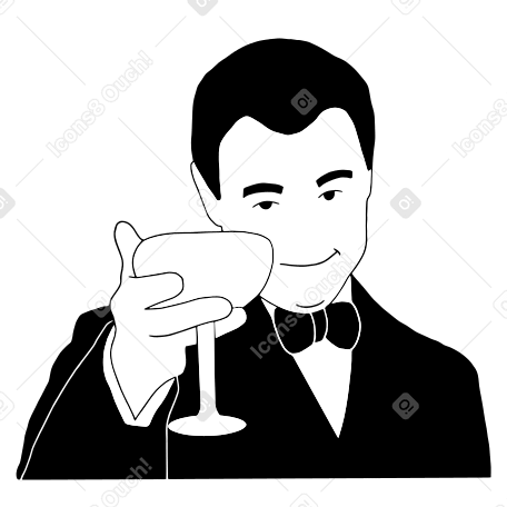 gentleman in suit raising his glass PNG, SVG