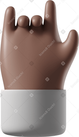 3D Brown skin hand making love you sign Illustration in PNG, SVG