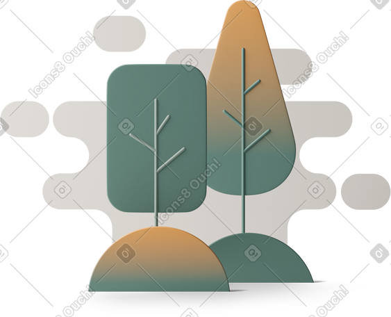 3D two trees PNG, SVG