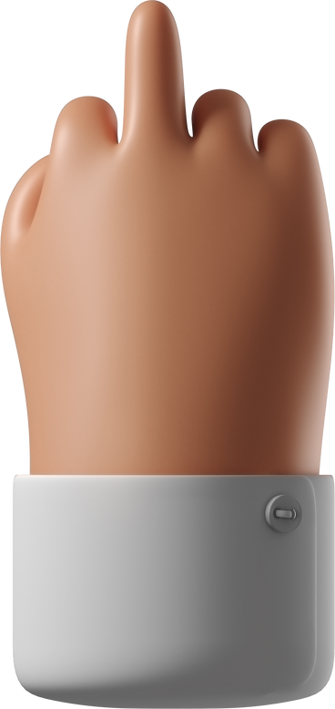 Tanned skin hand in white shirt showing middle finger PNG, SVG