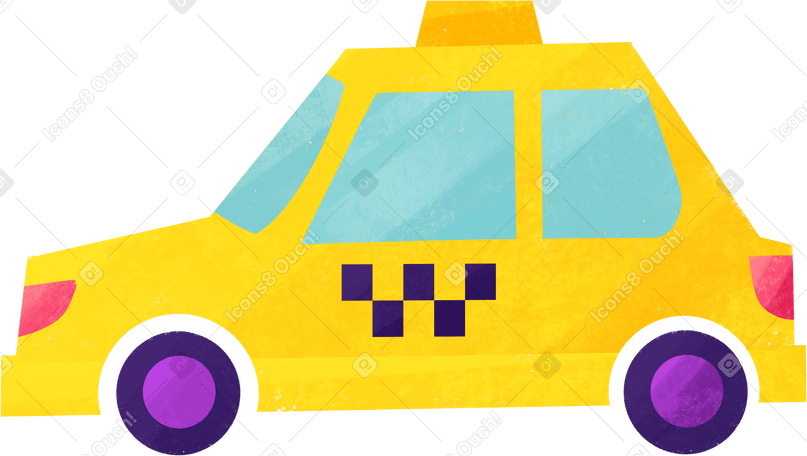 taxi car yellow with checker PNG, SVG