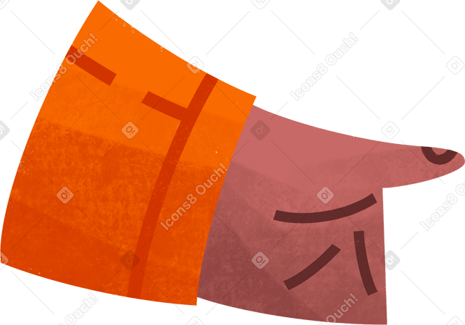 hand with an orange sleeve is holding something Illustration in PNG, SVG