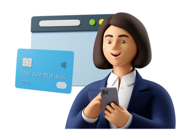 Businesswoman making online payment via bank card PNG, SVG
