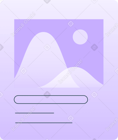 transparent light purple window with picture icon and text Illustration in PNG, SVG