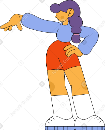 girl stands and throws something out of her hand PNG, SVG