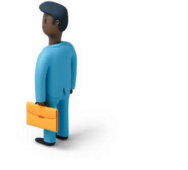 Back view of a black man with briefcase PNG, SVG