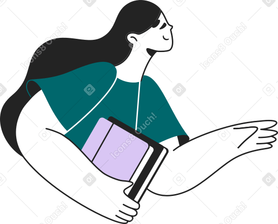 girl with folders of documents Illustration in PNG, SVG