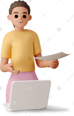3D young woman explaining lesson material PNG, SVG