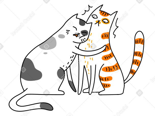 Supportive cat hugging another cat PNG, SVG