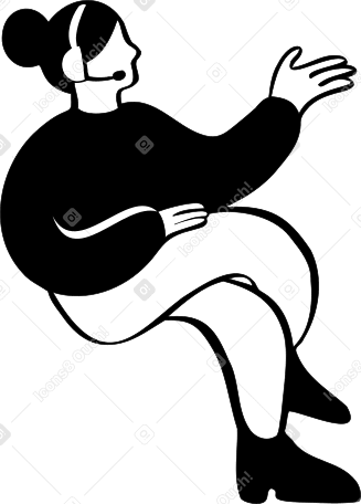 Женщина сидит в наушниках в PNG, SVG
