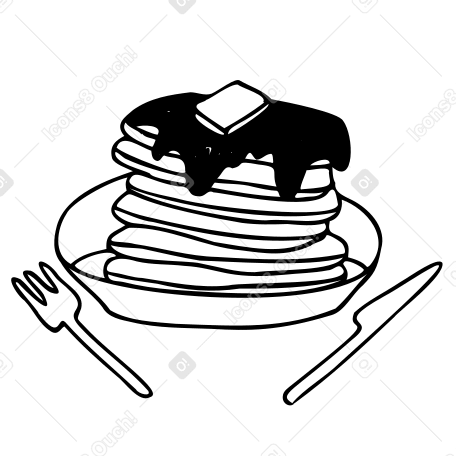 Блинчики на завтрак с соусом и маслом в PNG, SVG