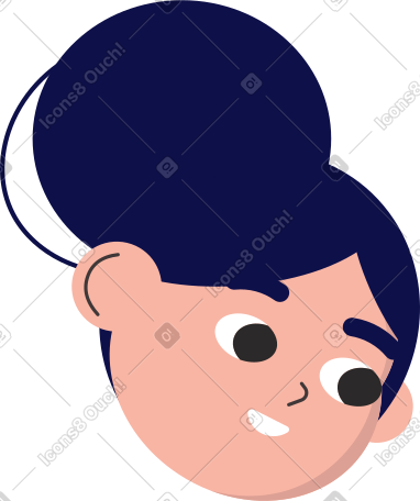 head of a smiling girl with a ponytail PNG, SVG