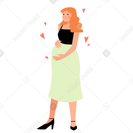 Pregnant young woman is expecting a baby Illustration in PNG, SVG