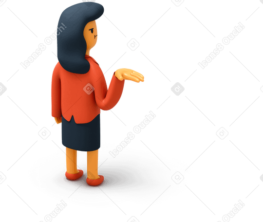 3D Back view of businesswoman raising her hand up PNG, SVG