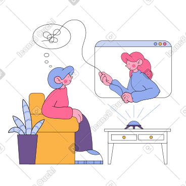 女孩在网上与心理学家交谈 PNG, SVG