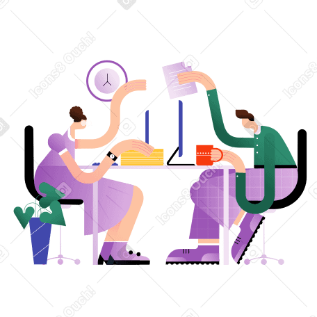 Teamwork with papers at the office Illustration in PNG, SVG