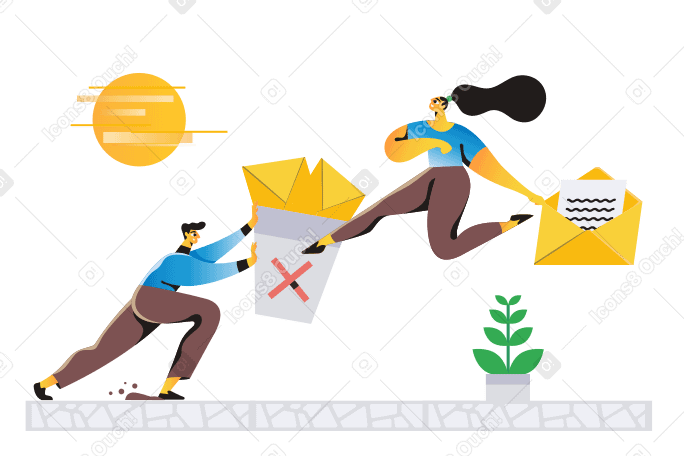 Man and woman unsubscribe from letters PNG, SVG