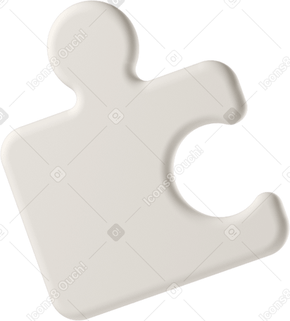 3D white puzzle piece Illustration in PNG, SVG