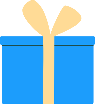 blue box with a yellow bow PNG, SVG
