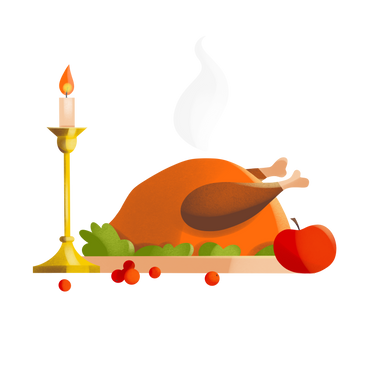 Thanksgiving turkey and candle PNG, SVG