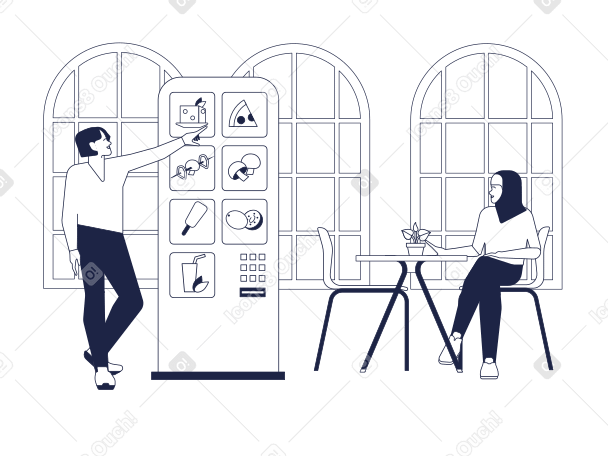 Self-Service In Cafe Illustration in PNG, SVG