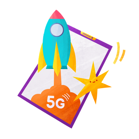 5g mobile communication is like a rocket Illustration in PNG, SVG