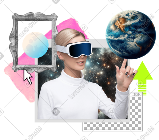 探索元宇宙和虚拟现实的女性 PNG, SVG