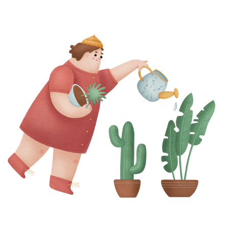 Taking care of plants Illustration in PNG, SVG