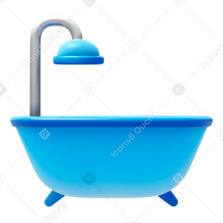 3D bathtub Illustration in PNG, SVG