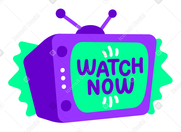 Adesivo de letras assista agora tv verde violeta texto PNG, SVG