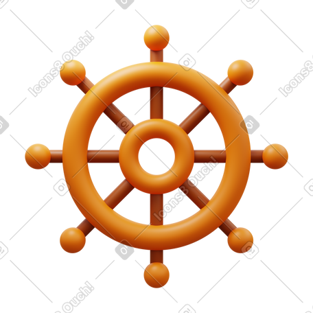 3D ship wheel PNG, SVG