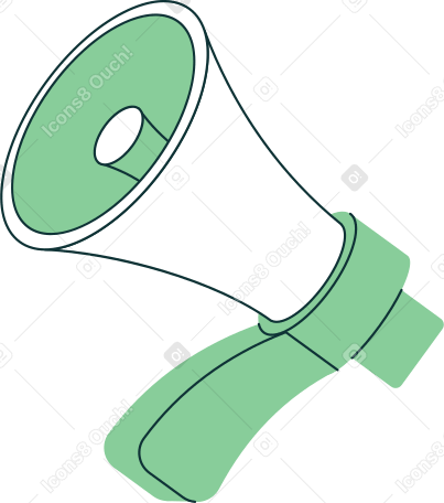 green and white megaphone Illustration in PNG, SVG