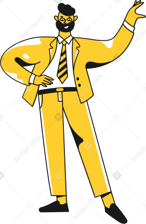Illustrazione animata uomo in giacca e cravatta in GIF, Lottie (JSON), AE