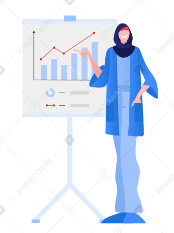 Woman giving marketing growth presentation Illustration in PNG, SVG