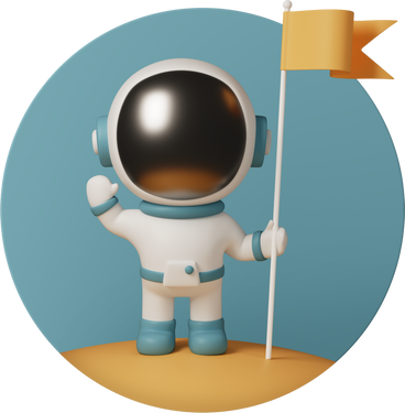 Cute astronaut stands with flag PNG, SVG