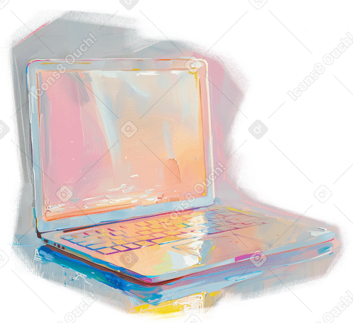 oil painting of a laptop PNG, SVG