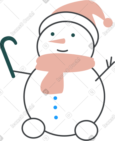 带着红色帽子和围巾的雪人 PNG, SVG